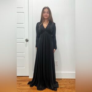 Vintage Gothic Gown with Floral Stitching